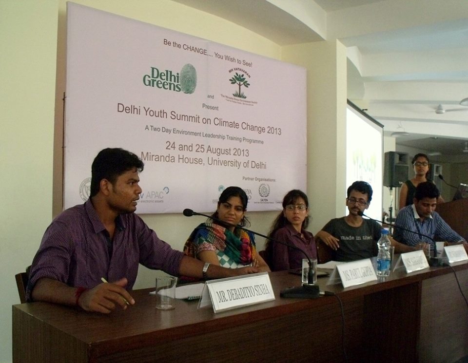 Debadityo Sinha, Founder of VENHF in the panel discussion at Delhi Youth Summit on Climate, Miranda House.